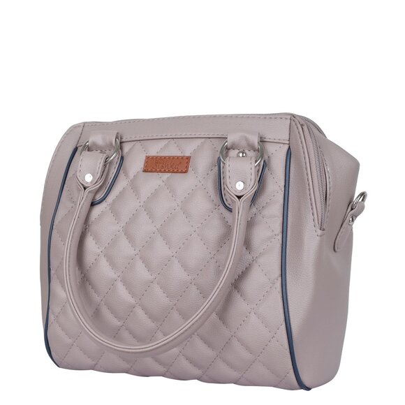 Vegan Leather Women’s Mauve Handbag – Top Handle Satchel with Crossbody Strap - Picture 8 of 11